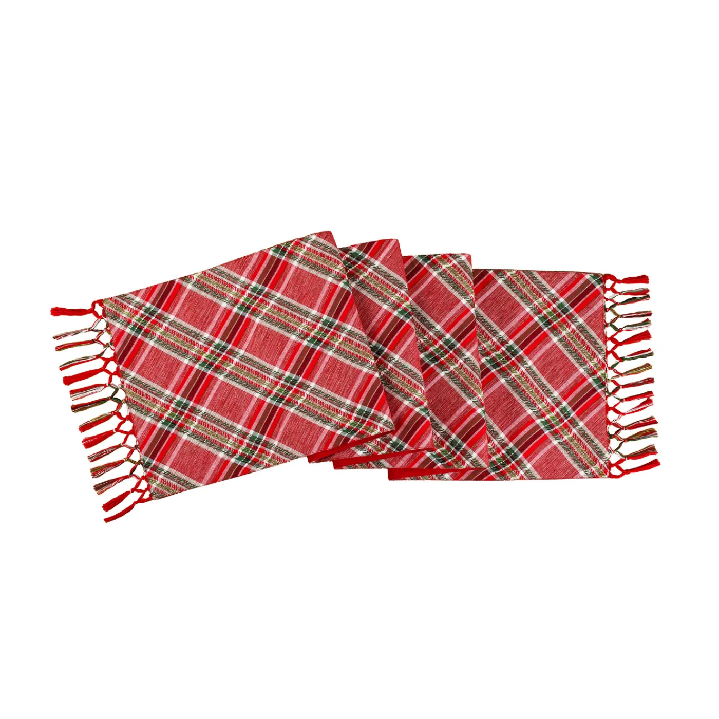 National Tree Company 72 in. HGTV Home Collection Bias Cut Red Plaid Table Runner