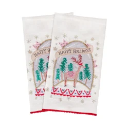 National Tree Company 18 in. HGTV Home Collection Christmas Snow Globe Guest Towel Pair