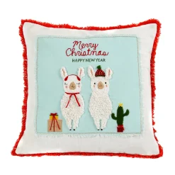 National Tree Company 18 in. HGTV Home Collection Merry Christmas Llamas Pillow