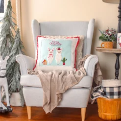 National Tree Company 18 in. HGTV Home Collection Merry Christmas Llamas Pillow