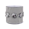 National Tree Company 4 in. HGTV Home Collection Sequin Beaded Taffeta Ribbon, Gray