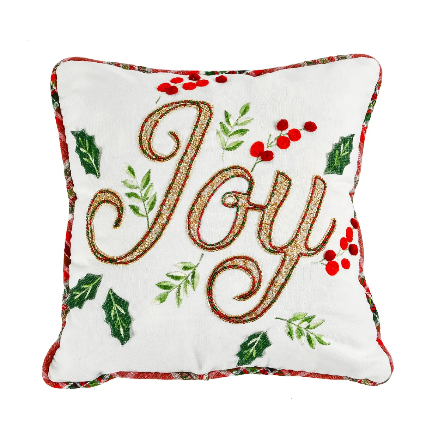 National Tree Company 18 in. HGTV Home Collection Embroidered Joy Christmas Pillow