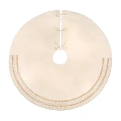 National Tree Company 52 in. HGTV Home Collection Fringe Detail Tree Skirt, Off White