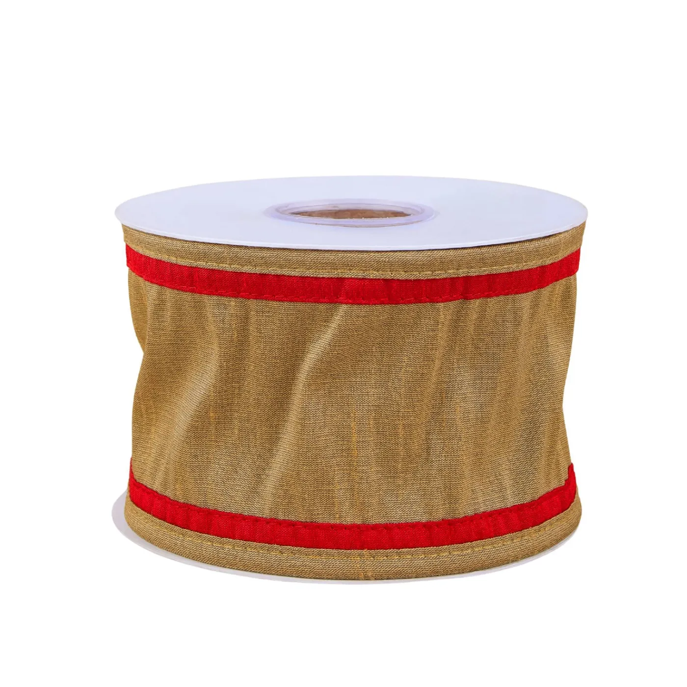National Tree Company 3 in. HGTV Home Collection Dupioni Double-Sided Ribbon, Gold & Red