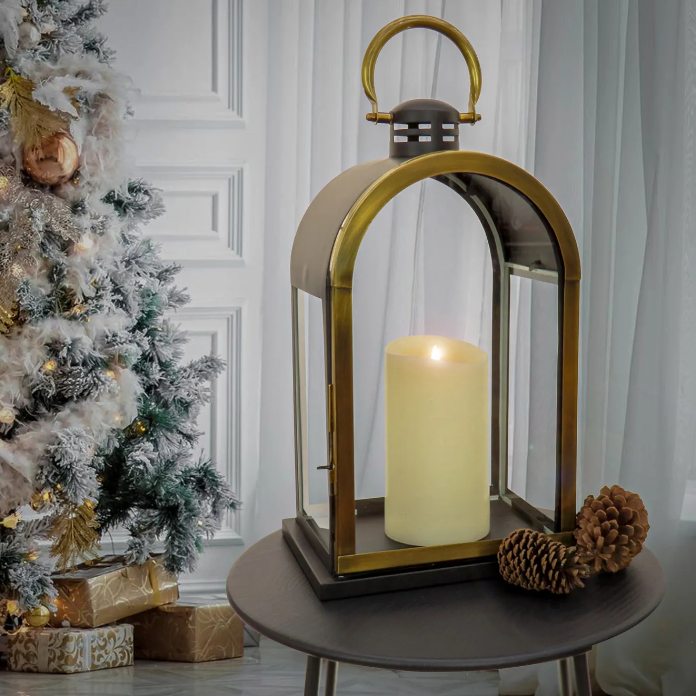 National Tree Company 22 in. HGTV Home Collection Antique Bronze Dome Lantern, Large
