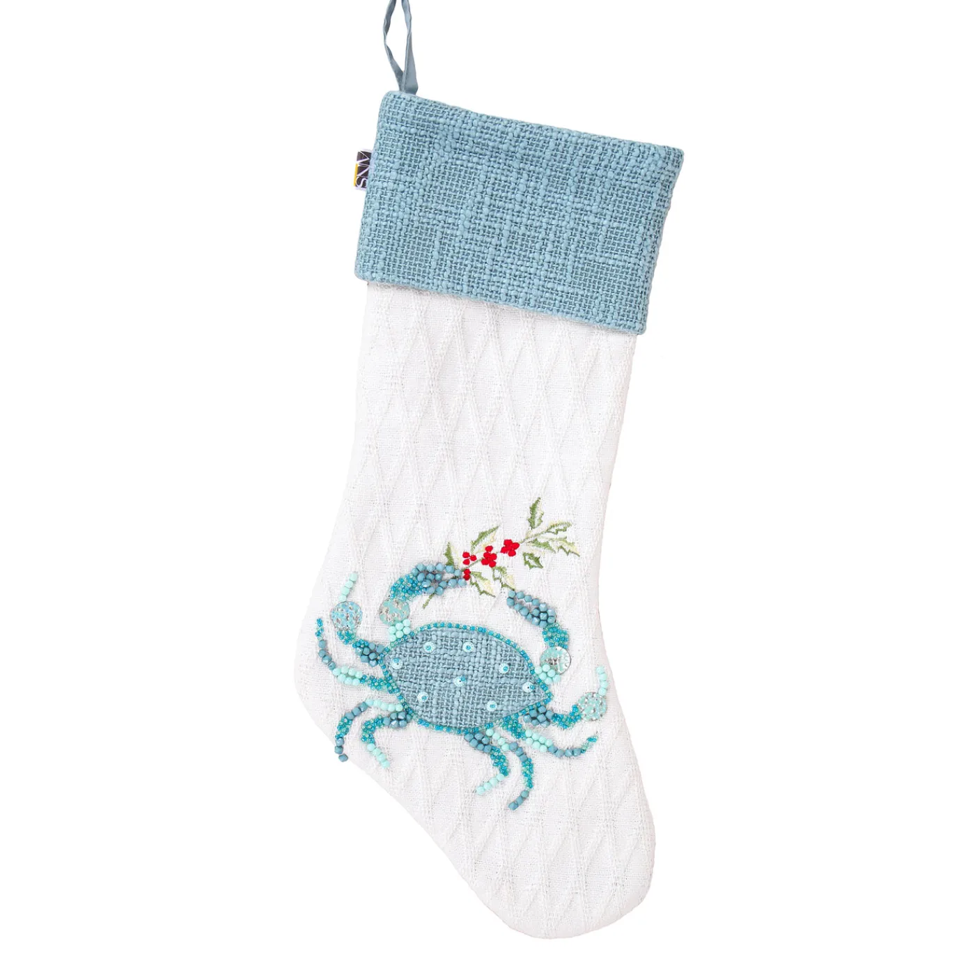 National Tree Company 20 in. HGTV Home Collection Embroidered Blue Crab Stocking