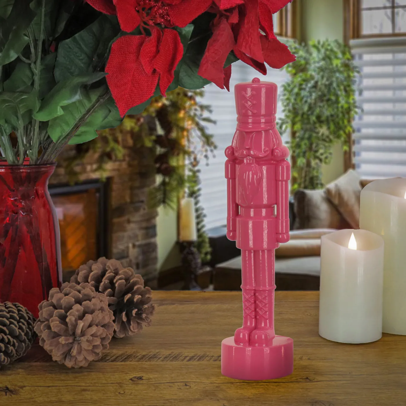 National Tree Company 12 in. HGTV Home Collection Nutcracker Christmas Decor, Pink
