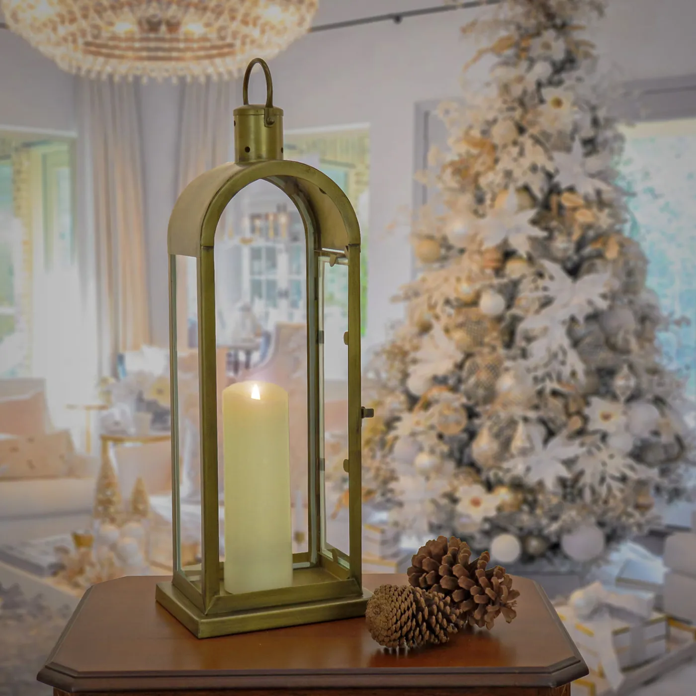 National Tree Company 22 in. HGTV Home Collection Antique Bronze Arched Lantern, Medium
