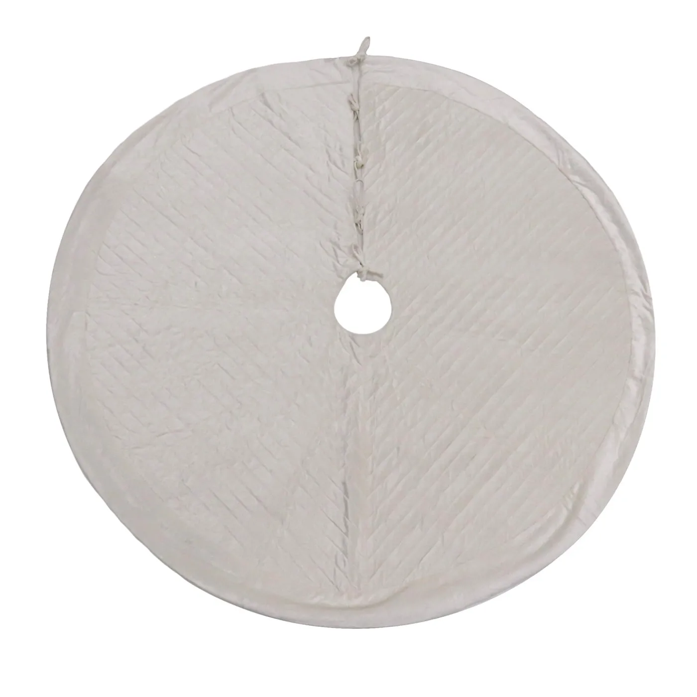 National Tree Company 60 in. HGTV Home Collection Quilted Velvet Tree Skirt, Ivory