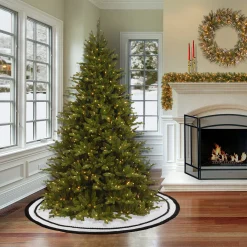 National Tree Company 52 in. HGTV Home Collection White Tree Skirt with Black Trim