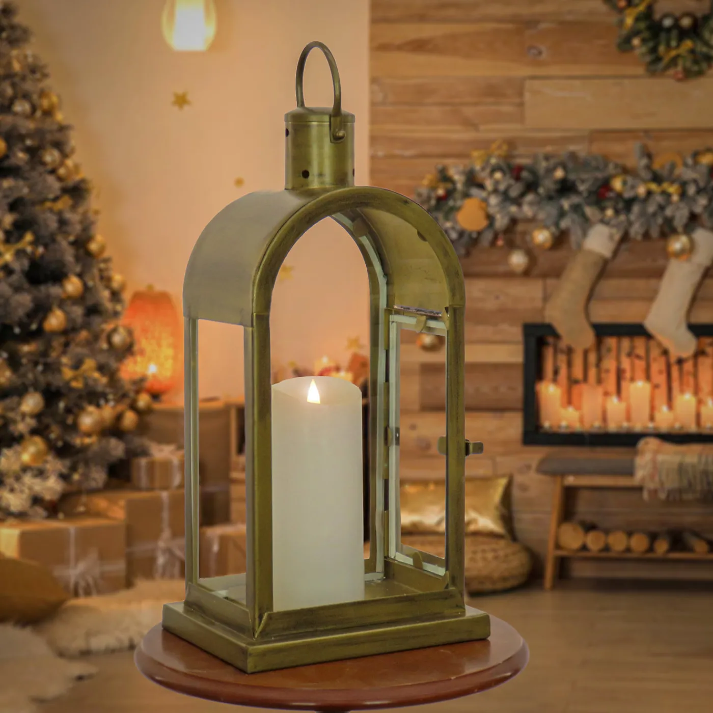 National Tree Company 16 in. HGTV Home Collection Antique Bronze Arched Lantern, Small