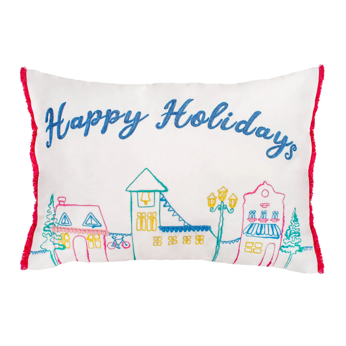 National Tree Company 20 in. HGTV Home Collection Embroidered Happy Holidays Pillow