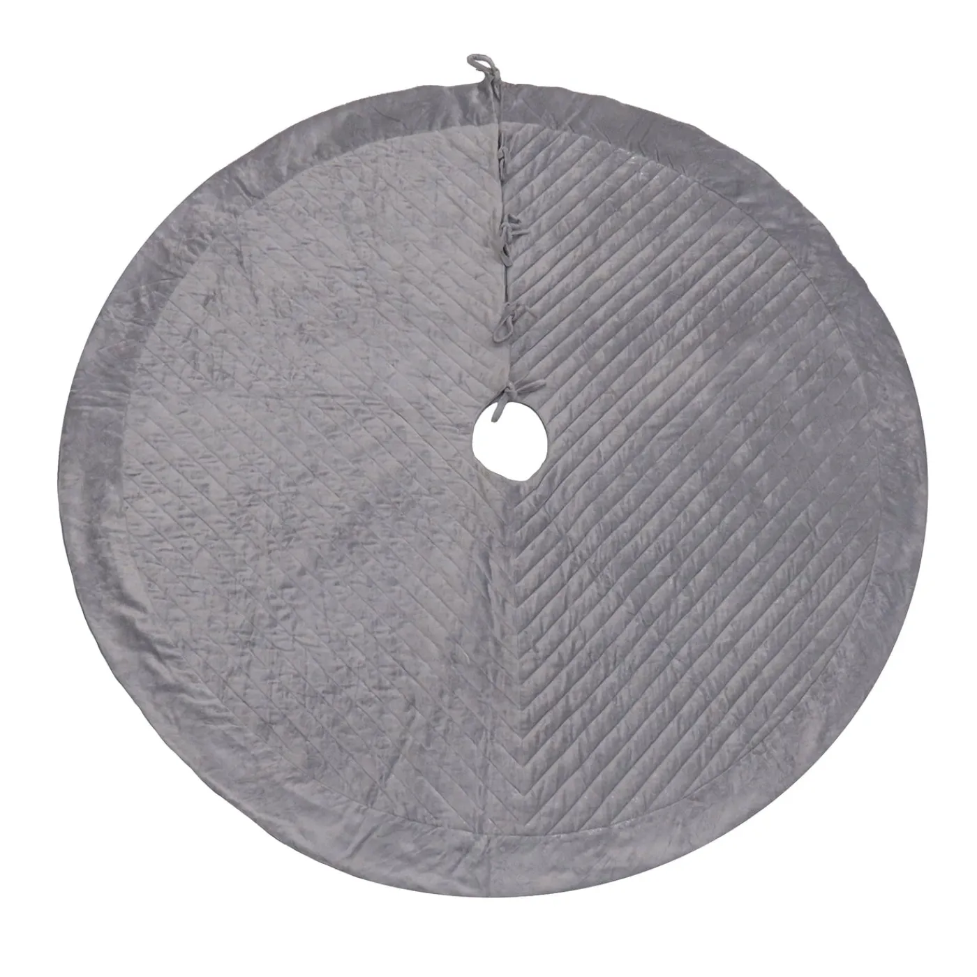 National Tree Company 60 in. HGTV Home Collection Quilted Velvet Tree Skirt, Silver