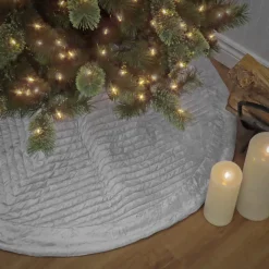 National Tree Company 60 in. HGTV Home Collection Quilted Velvet Tree Skirt, Silver