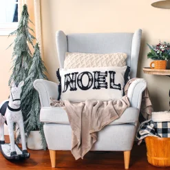 National Tree Company 22 in. HGTV Home Collection Embroidered NOEL Christmas Pillow