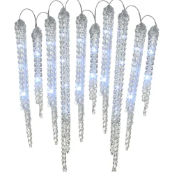 National Tree Company 16 in. Ice Crystals Icicles with Micro LED Lights, Set of 10