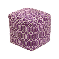 National Tree Company 16 in. Lavender Hand Woven Pouf Ottoman