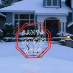 National Tree Company 44 in. LED Light Strip “Santa Stop Here in. Sign