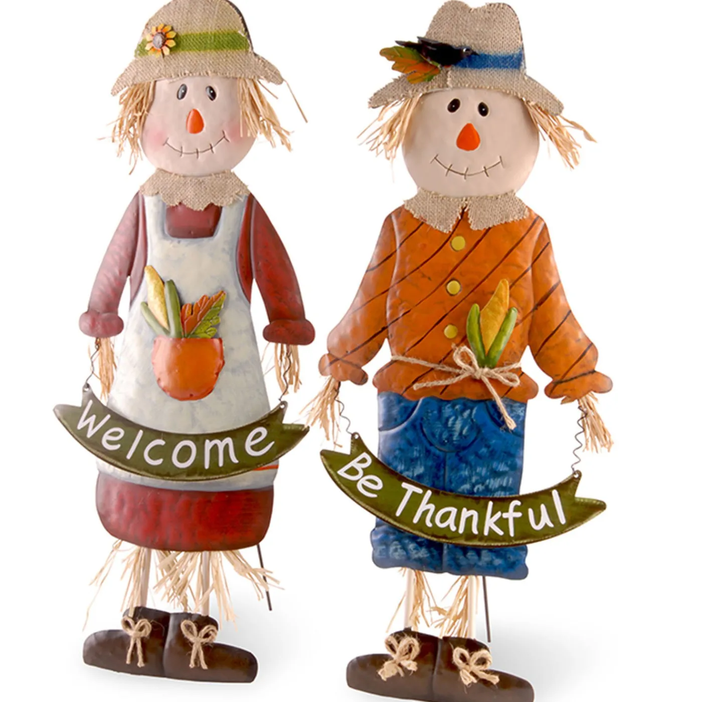 National Tree Company 27 in. Metal Scarecrow Standing Outdoor Fall Decoration