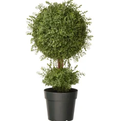 National Tree Company 30 in. Mini Tea Leaf 1 Ball in Green Round Growers Pot