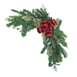 National Tree Company 24 in. Mixed Pine and Bow Christmas Corner Swags