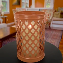 National Tree Company 12 in. Modern Design and Finish Pastel Orange Outdoor Lantern Candleholder