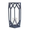 National Tree Company 14 in. Modern Design and Finish Dusty Blue Outdoor Lantern Candleholder
