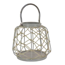 National Tree Company 10 in. Modern Design and Finish Glacier Gray Outdoor Lantern Candleholder