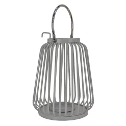 National Tree Company 13 in. Modern Design and Finish Glacier Gray Outdoor Lantern Candleholder