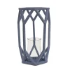 National Tree Company 11 in. Modern Design and Finish Dusty Blue Outdoor Lantern Candleholder