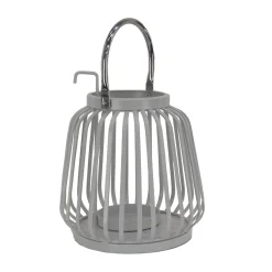 National Tree Company 11 in. Modern Design and Finish Glacier Gray Outdoor Lantern Candleholder