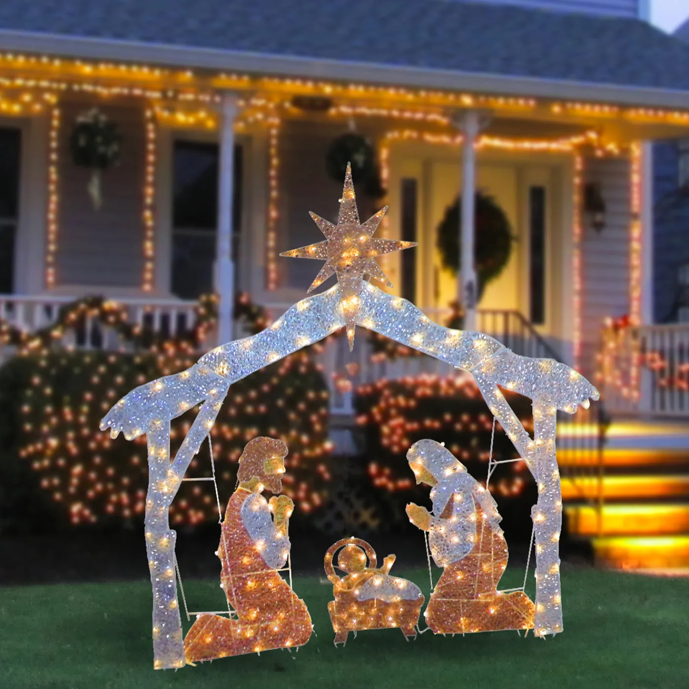 National Tree Company 72 in. Nativity Scene with White LED Lights