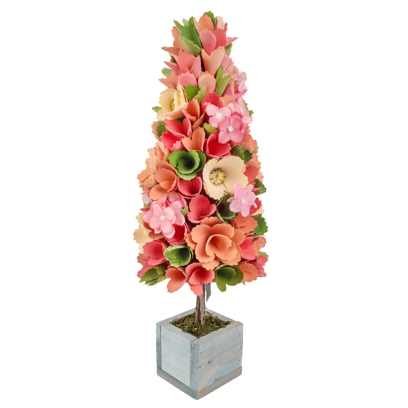 National Tree Company 19 in. Pastel Colors Spring Floral Cone Tree