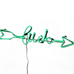 National Tree Company 20 in. Patrick's Day 2D Green Neon St "Luck" Sign Decoration with Lights