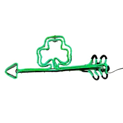 National Tree Company 20 in. Patrick's Day Green Neon Style Shamrock Decoration