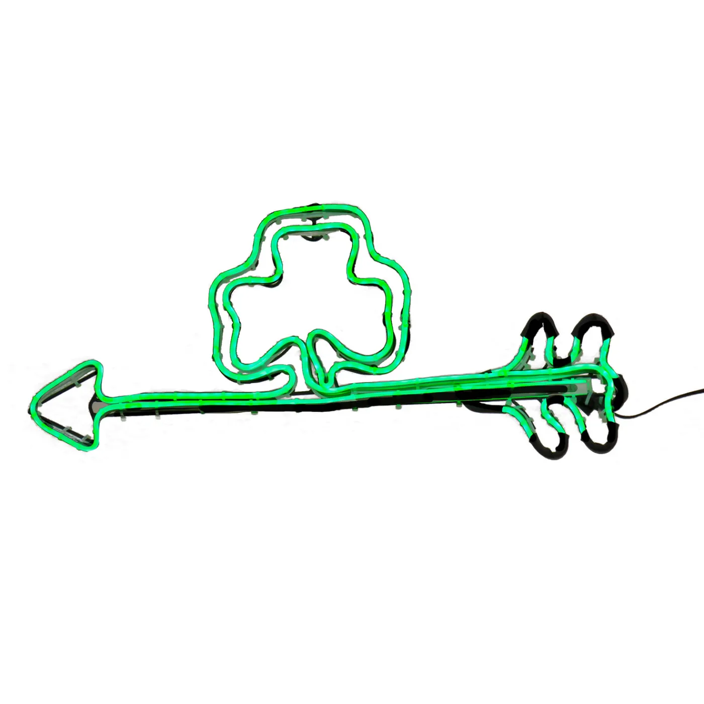 National Tree Company 20 in. Patrick's Day Green Neon Style Shamrock Decoration
