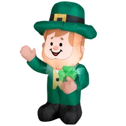 National Tree Company 42 in. Patrick's Day Waving Leprechaun Inflatable Decoration