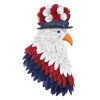 National Tree Company 14 in. Patriotic Hanging Eagle Decoration with Red White and Blue Wood Cuts and Flower Blooms
