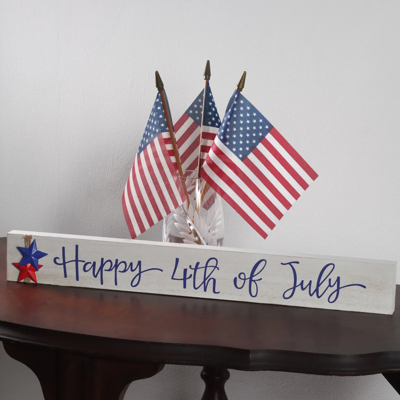 National Tree Company 19 in. Patriotic Happy 4th of July Table Decoration
