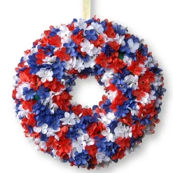 National Tree Company 14 in. Patriotic Hydrangea Wreath