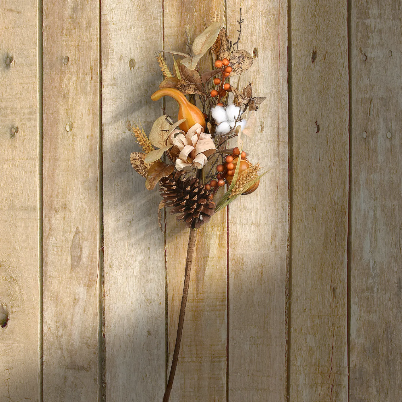 National Tree Company 28 in. 2-Piece Fall Bouquet, Decorated with Gourds, Berry Clusters, Pine Cones, Assorted Leaves