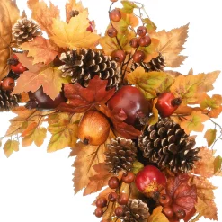 National Tree Company 30 in. 2-Piece Fall Door Corners with Maple Leaves, Pine Cones, Pomegranates, Berry Clusters