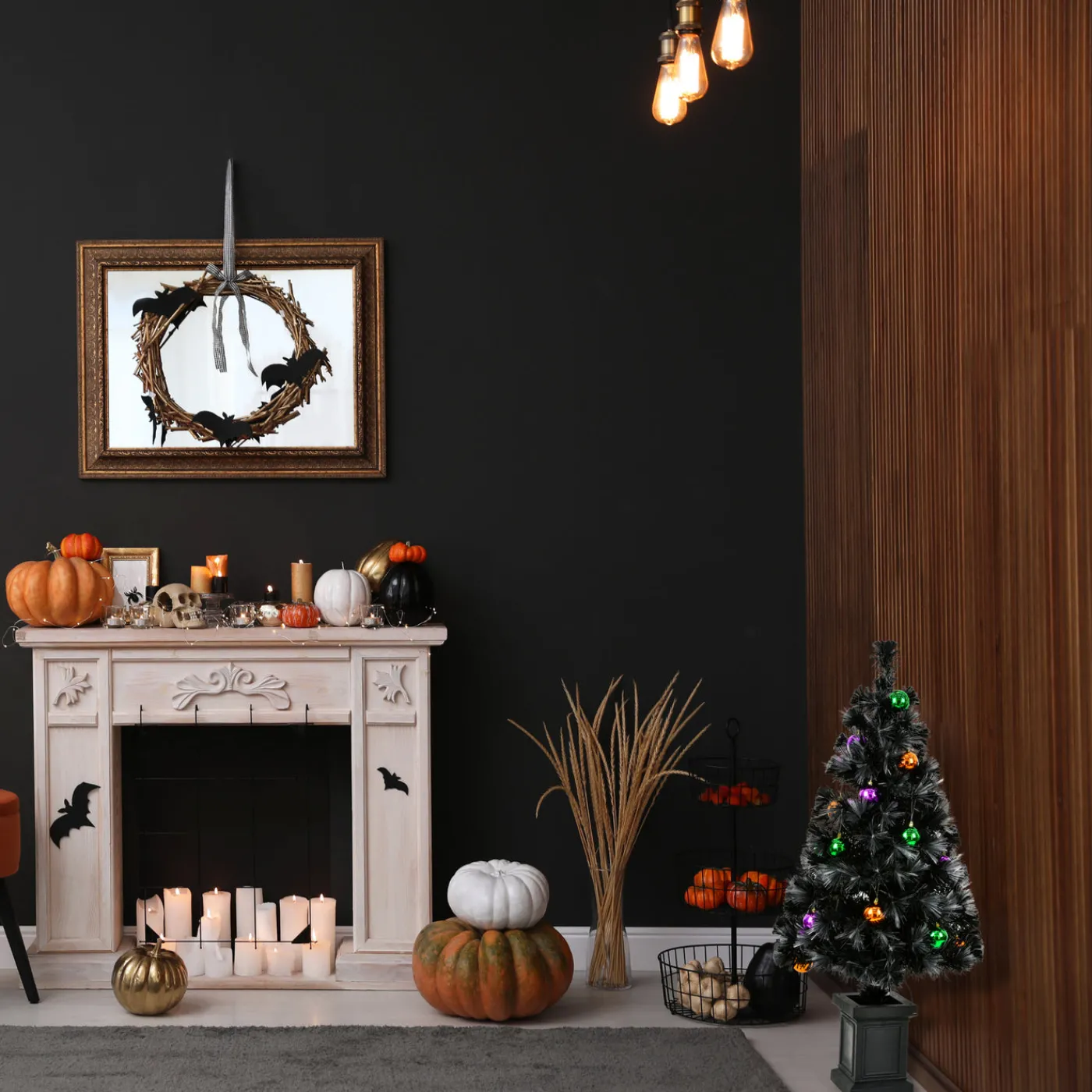 National Tree Company 12 in. 30-Piece Halloween Orange, Green, Purple Globe Shape Ornament Set