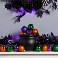 National Tree Company 20 in. 50-Piece Halloween Orange, Green and Purple Ball Ornaments Set