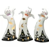 National Tree Company 7 in. 3-Piece Halloween Three Dancing Ghosts Ceramic Decoration with LED Lights