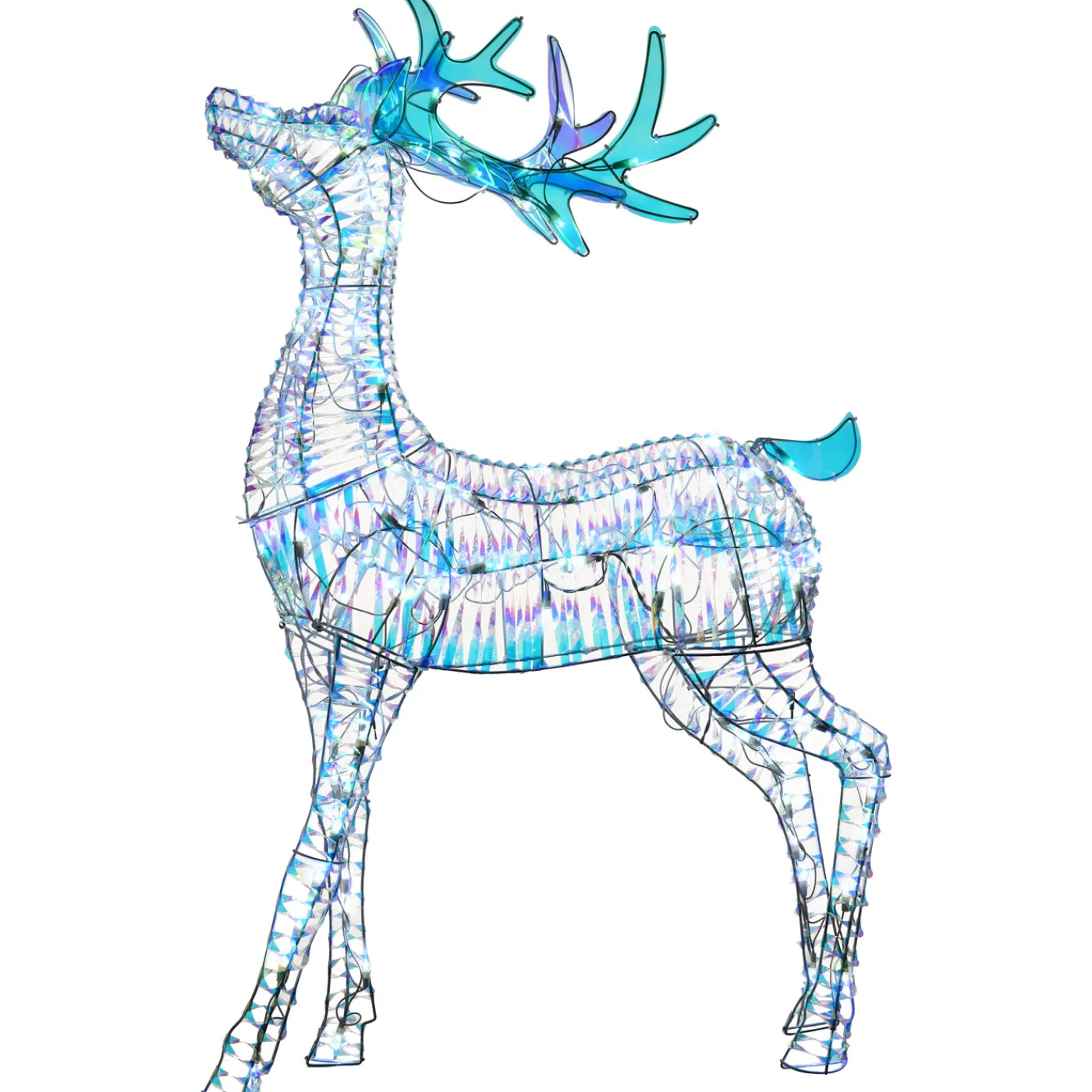 National Tree Company 48 in. Pre Lit Iridescent Reindeer Decoration with Cool White LED Lights