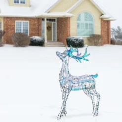 National Tree Company 48 in. Pre Lit Iridescent Reindeer Decoration with Cool White LED Lights