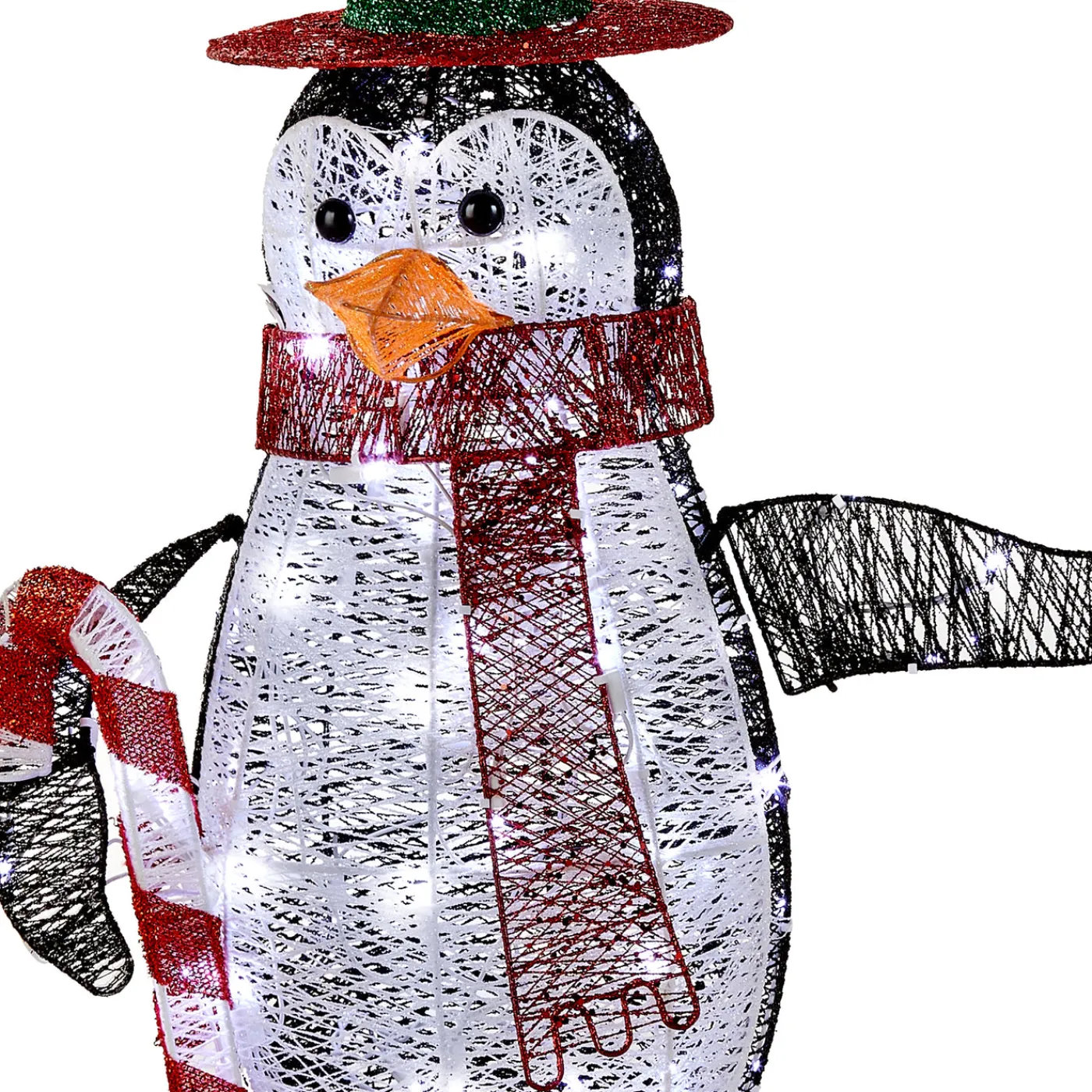 National Tree Company 36 in. Pre Lit Penguin with Red Top Hat and Candy Cane Decor