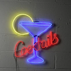 National Tree Company 23 in. Pre-Lit 2D Neon Multi Color Cocktails Hanging Outdoor Decoration with LED Lights