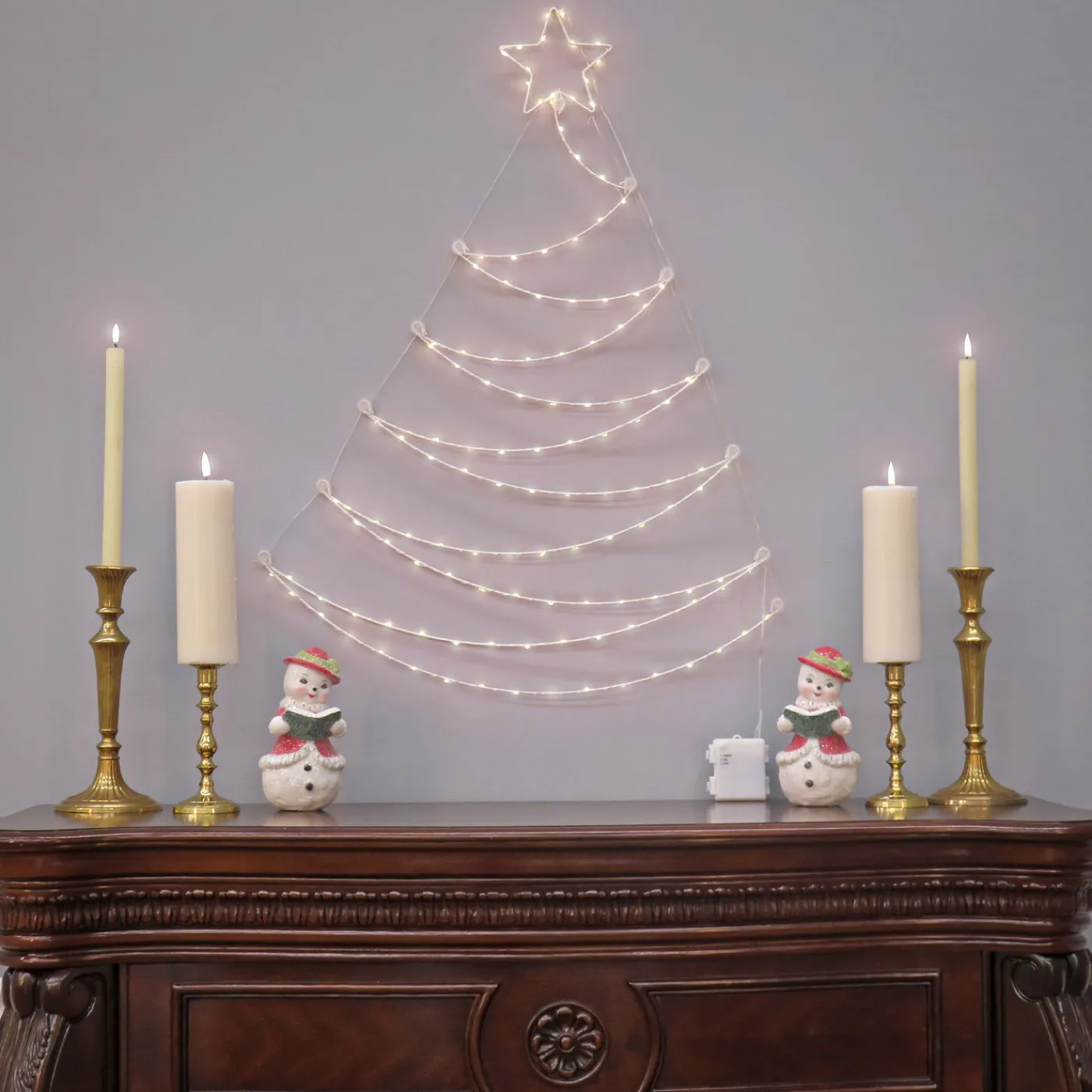 National Tree Company 37 in. Pre-Lit Artificial Silver Christmas Tree, Hanging Metal Wire Decoration with Warm White LED Lights